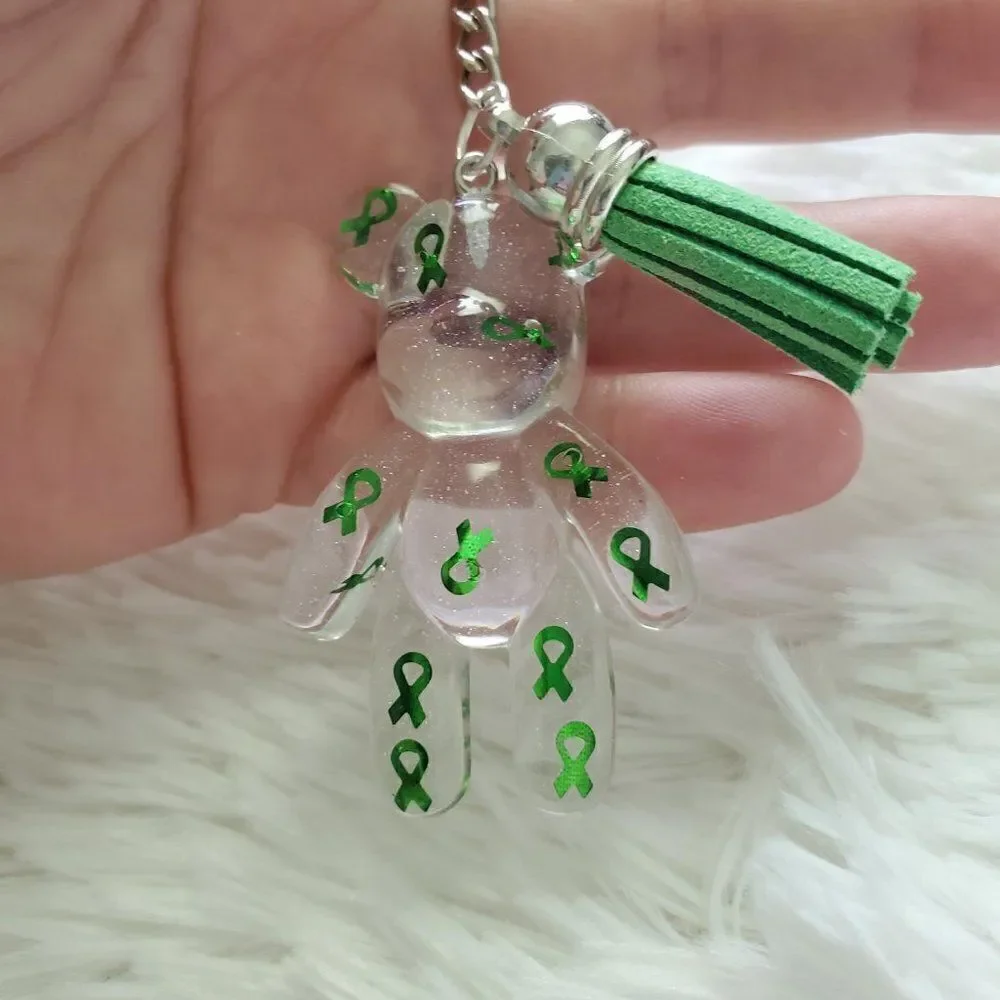 Green Awareness Ribbon Bear Keychain